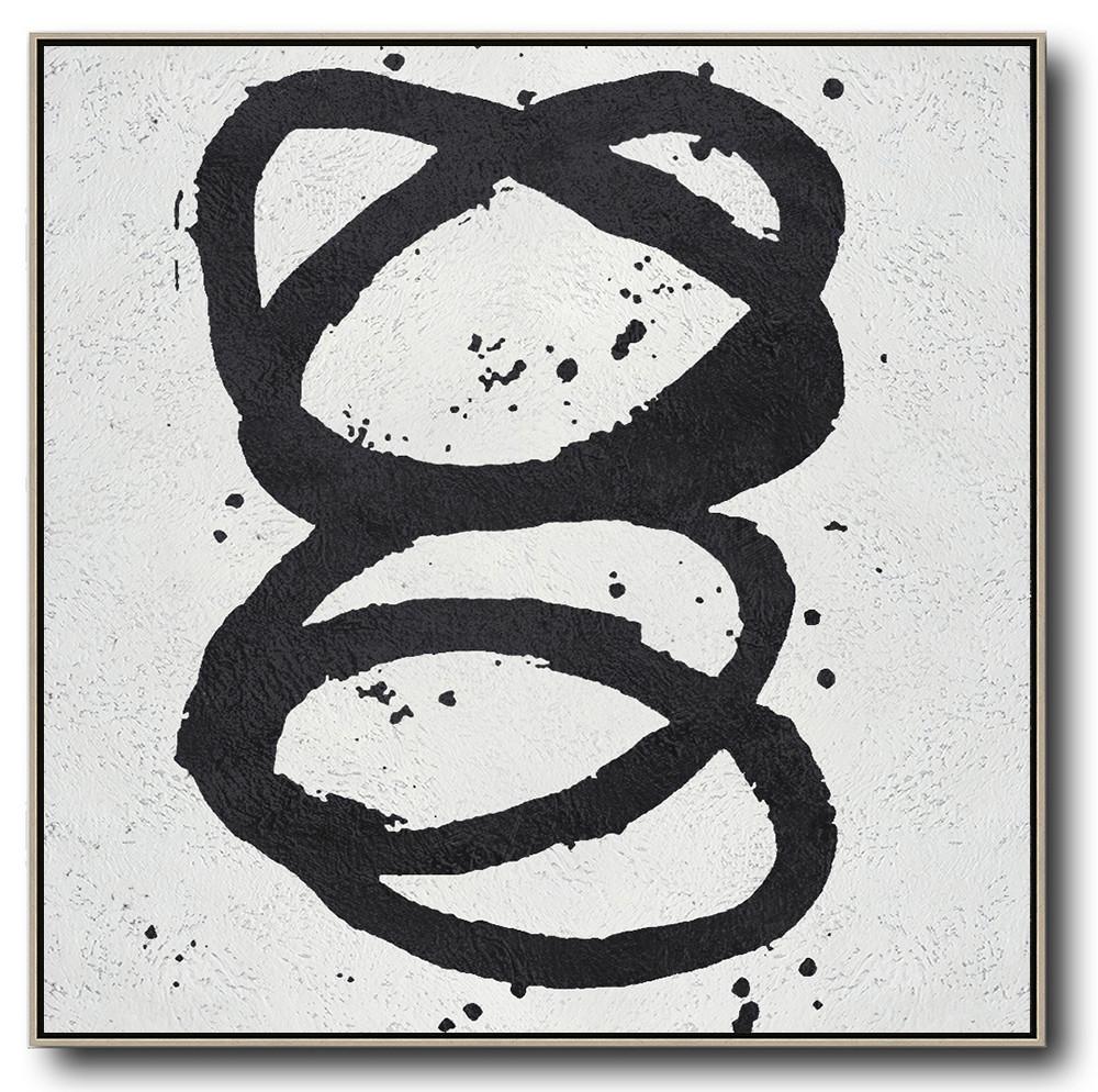 Minimal Black and White Painting #MN80A - Click Image to Close